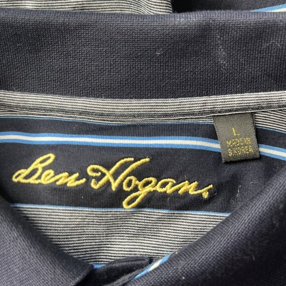 Ben Hogan Golf Polo Shirt Mens Large Blue Gray Striped - Picture 5 of 7